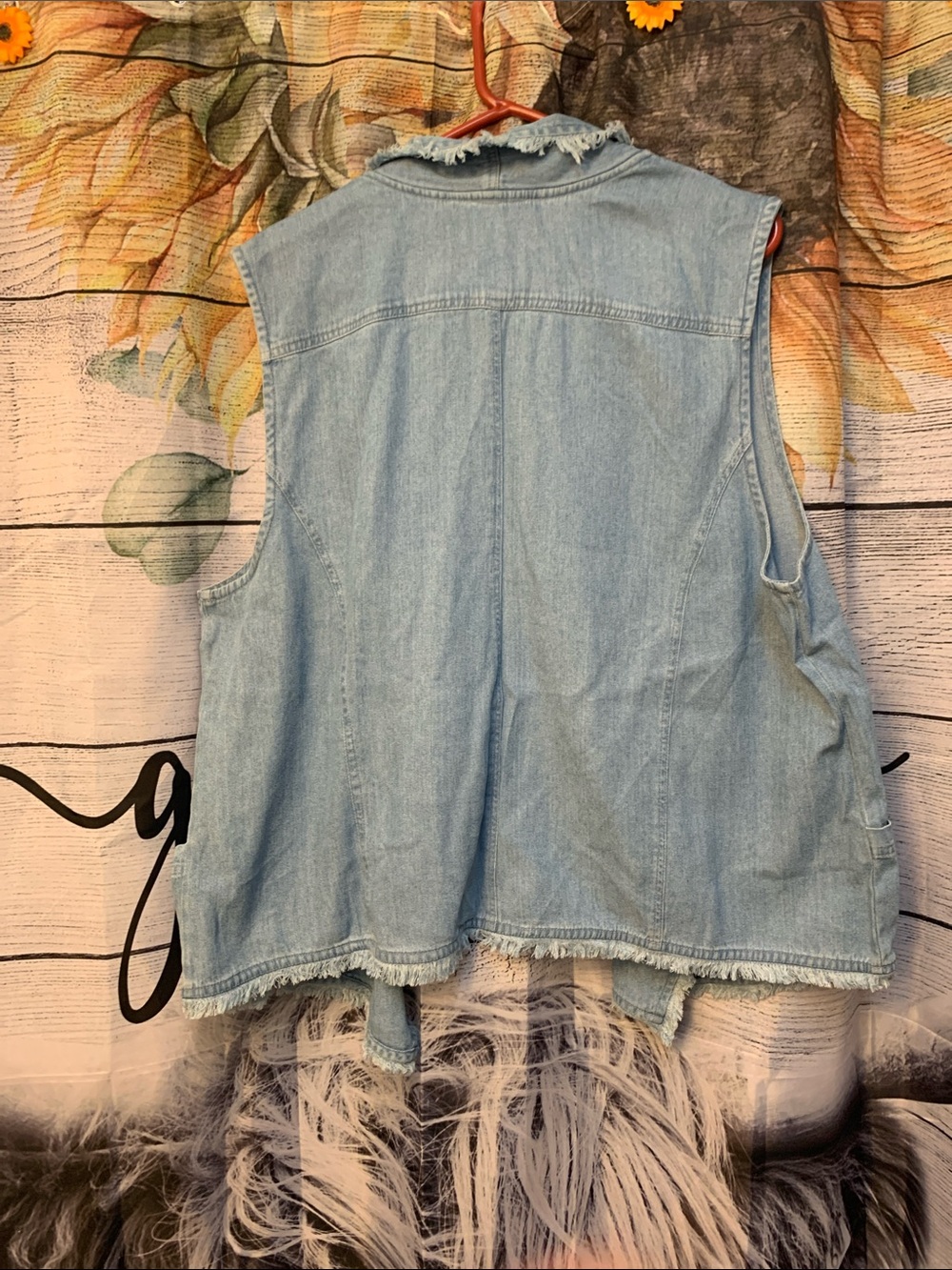 Frayed Light Blue Denim Draped Vest by - Picture 5 of 7